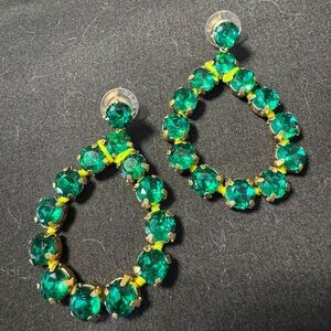 Elegant Green Crystal Drop Earrings
